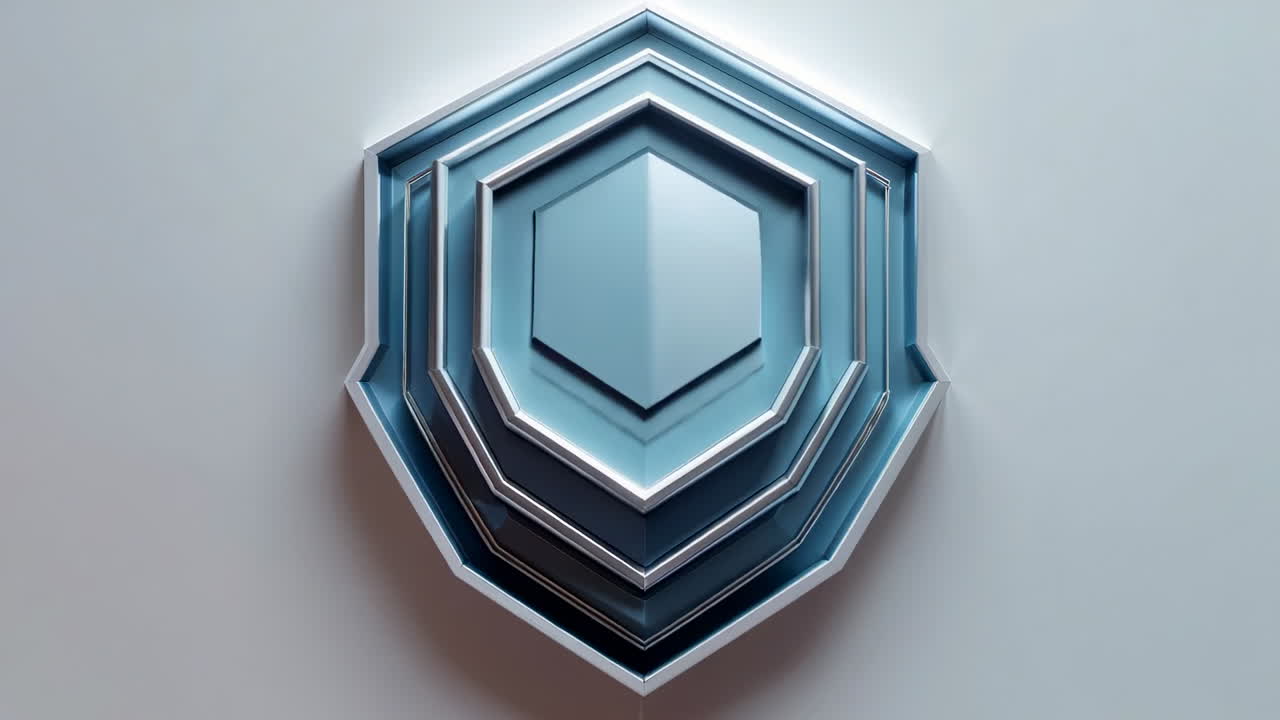 Abstract Metallic Shield Emblem on a Light Background