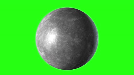 mercury planet isolated on green screen. 3d render