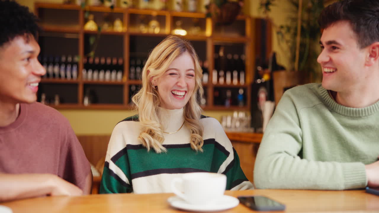 Friends enjoying coffee at a cafe