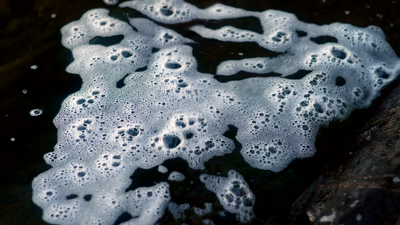 Close-up of the foam on the edge of the water