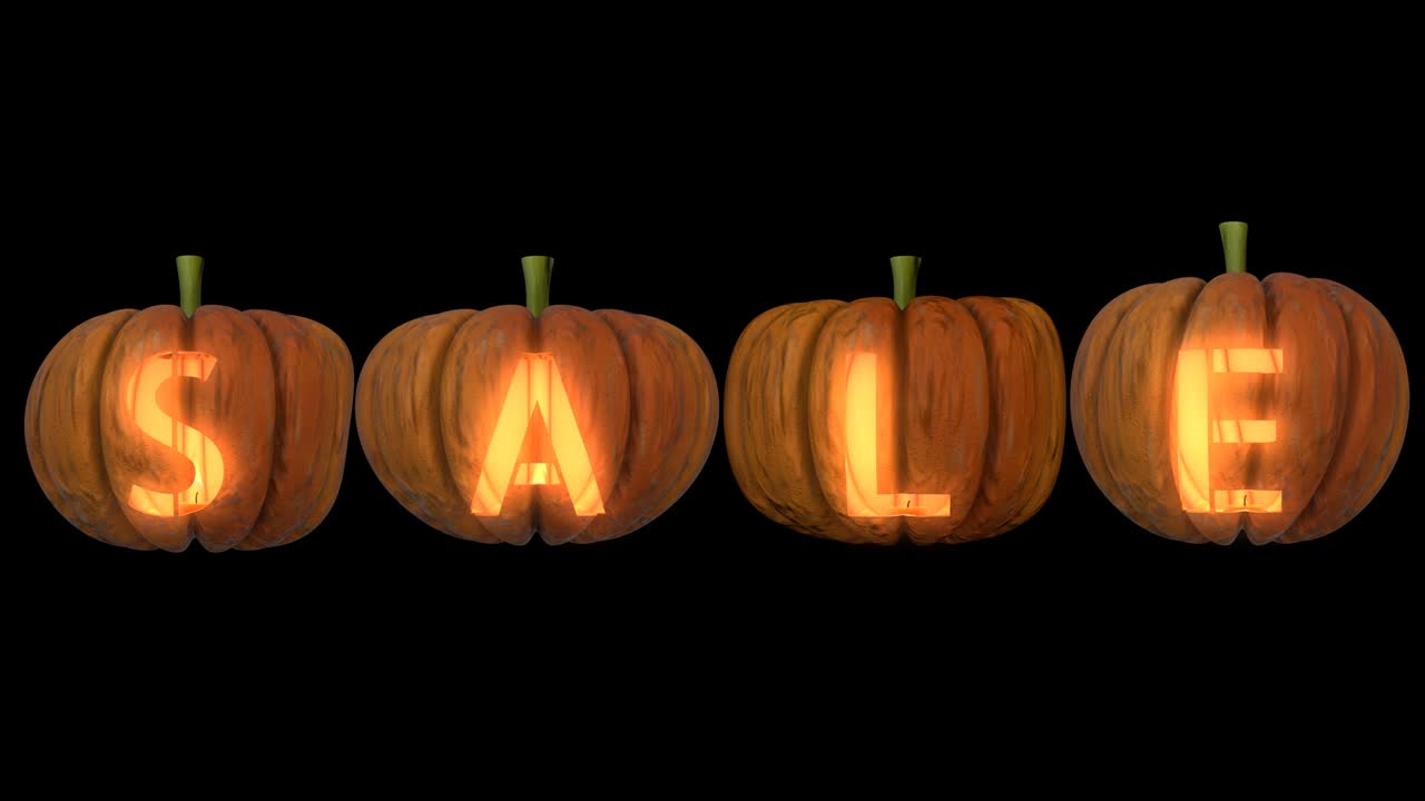 letras de calabaza talladas que forman el texto de venta