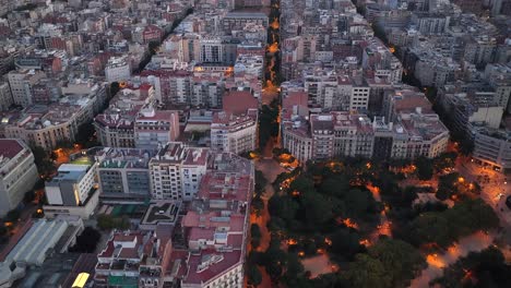 4k aerial of barcelona at sunset, spain in june 2025