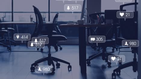 animation of media icons over office