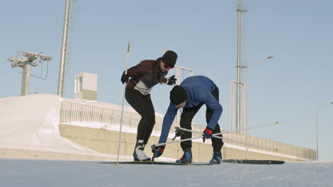 cross-country skiing training session