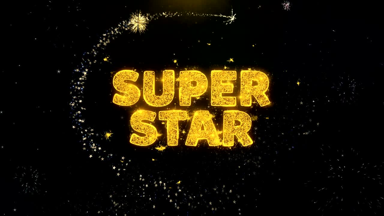 суперзвезда на фейерверке с золотыми частицами.