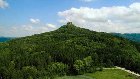 Hohenzollern-Castle,-Germany.-Aerial-FPV-drone-flights.