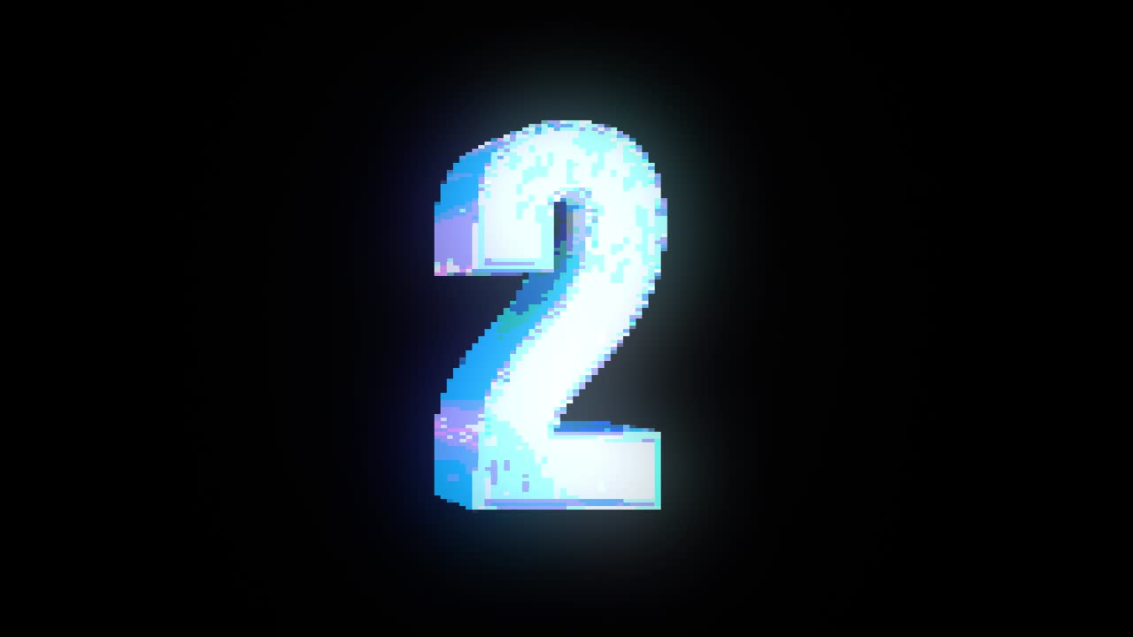 Digital Pixelated Glitch Countdown from Ten to Zero