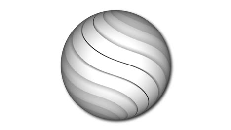 esfera abstracta de colores que se mueve en blanco. color rayado esfera abstracta que gira aislada en blanco.