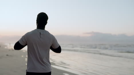 Strand,-Aufgeregter-Mann-Und-Feier-Für-Fitness