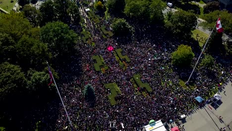 aerial view of a large protest in toronto