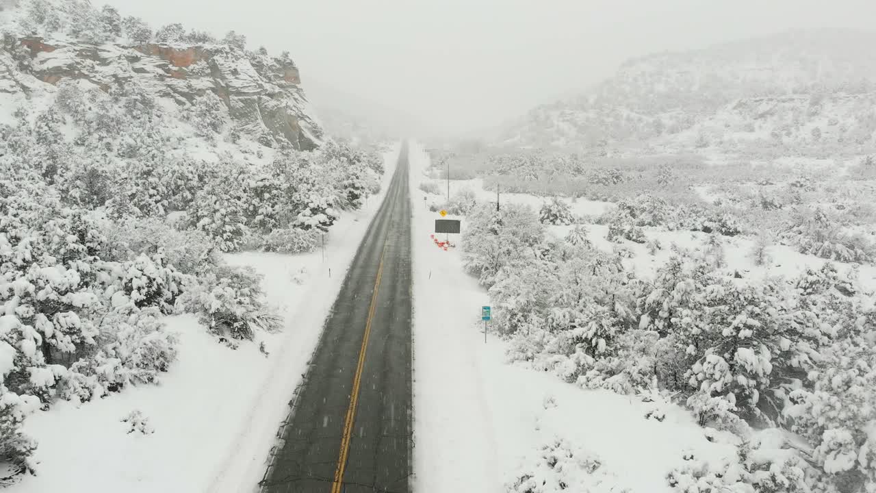 Snow Covered Highway in the Mountains
