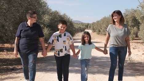 non-normative family walking on a rural path