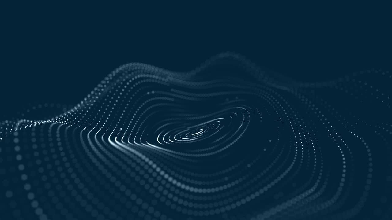 onda abstracta con puntos en movimiento. flujo de partículas. ilustración de tecnología cibernética. renderización 3d.