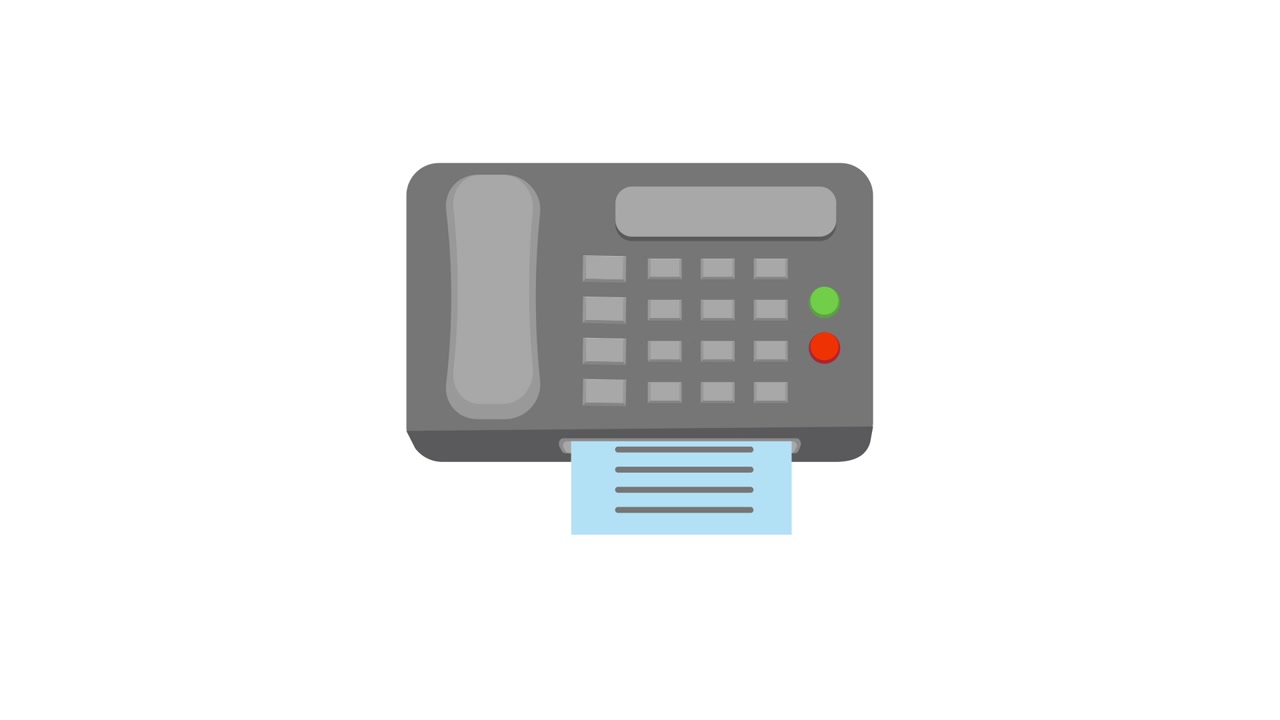 Icono animado de máquina de fax imprimiendo un documento.
