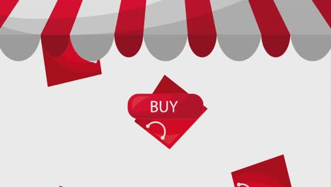 online-shopping-animation-taschen-markt-kauf-schaltfläche