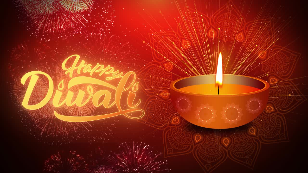 Greeting of happy indian festival diwali dipawali festival of lights loop background animation diya