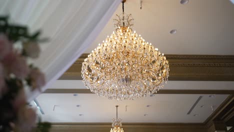 slow reveal shot of a chandelier