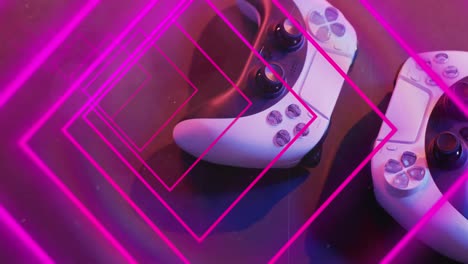 animación de senderos de luz de neón sobre pads de computadora de videojuegos