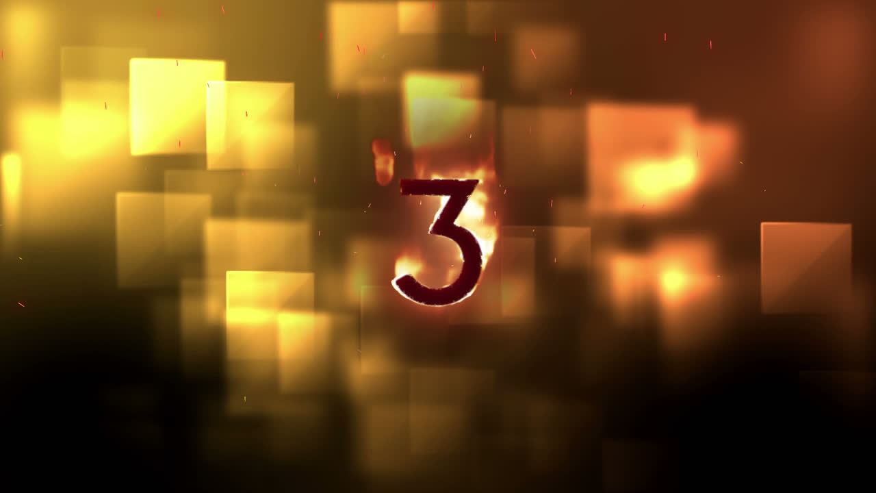 3 in fiamme su sfondo arancione