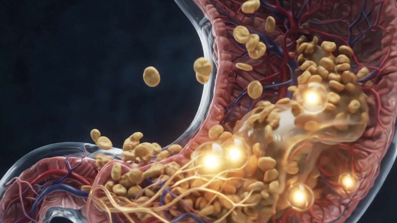 Internal View of Glowing Human Stomach Structure