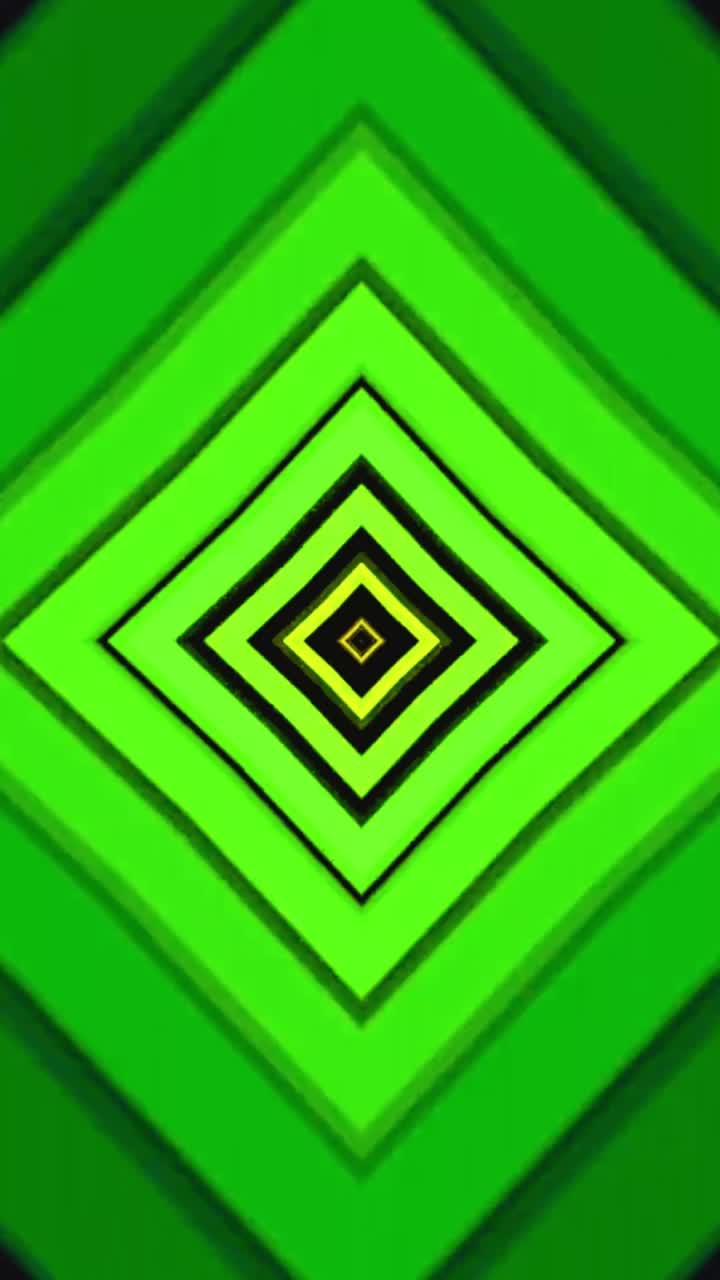Motivo astratto a diamante verde e giallo pulsante in loop