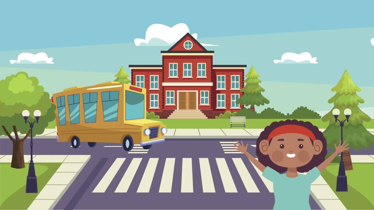 학교 장면에서 아프로 학생 작은 소녀