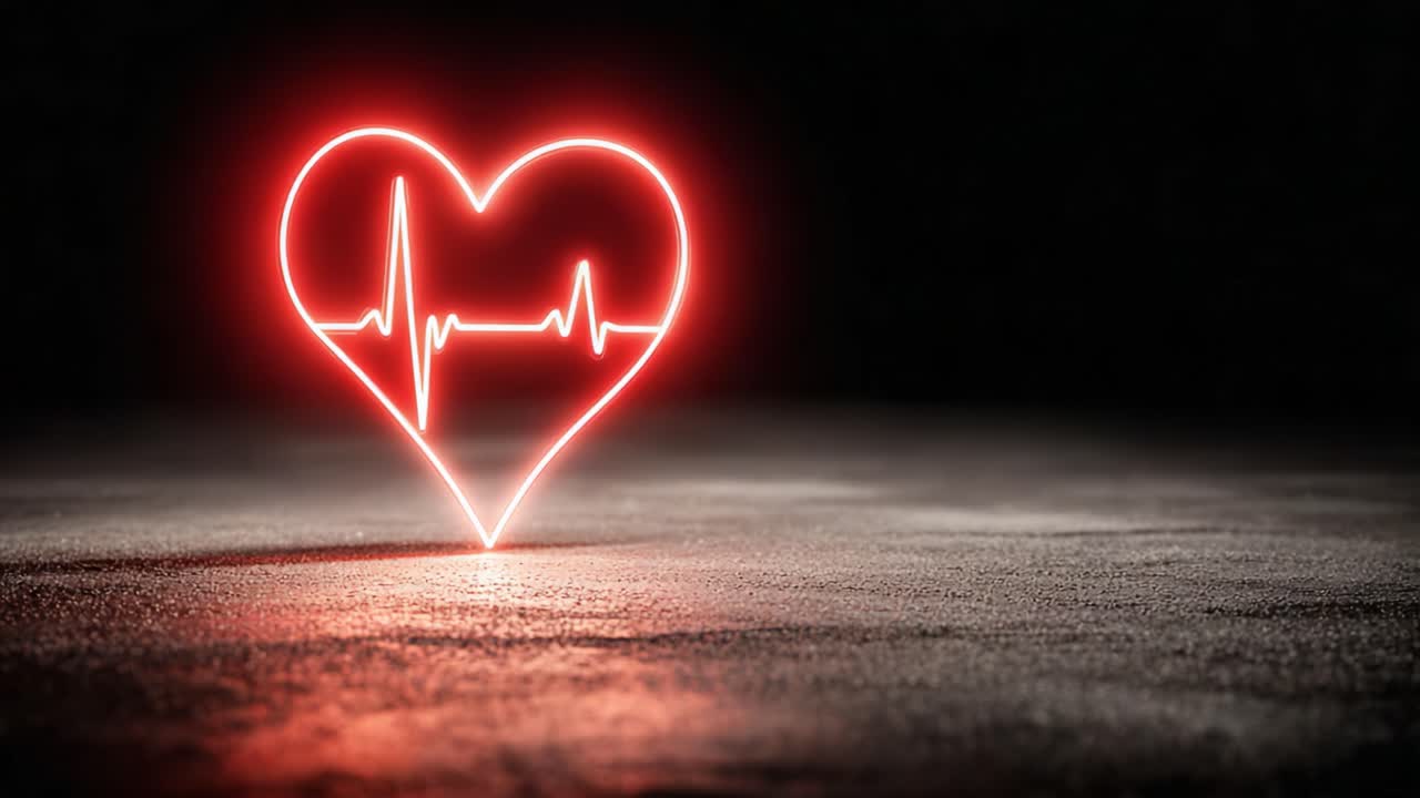 Visually Striking Heartbeat Light Design Symbolizing Love, Vitality, and Emotion in a Dark Background Setting for Creative Inspiration and Digital Art