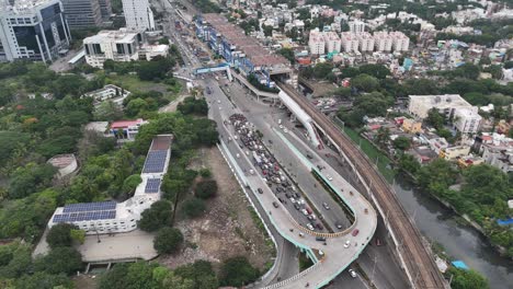 Aerial view of Thiruvanmiyur IT hub with high-rise office buildings in Chennai, India
