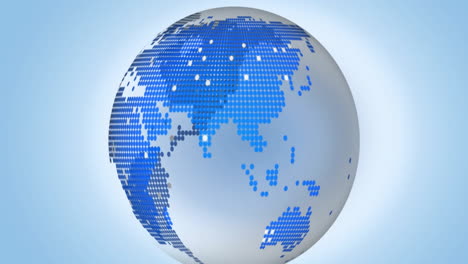 animación de un globo giratorio sobre un fondo azul