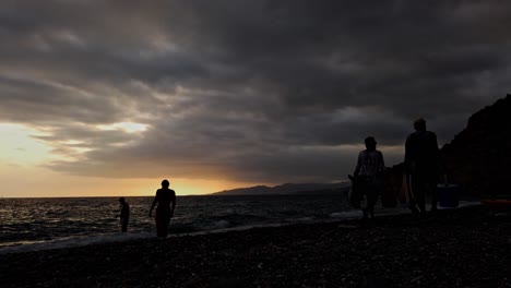 Sunset-Timelapse-at-a-Rocky-beach-in-Spain-4k