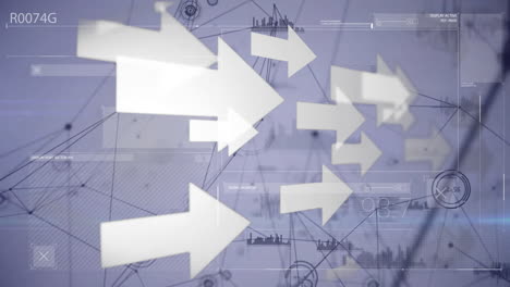 flechas blancas que apuntan a la derecha sobre los gráficos de datos y gráficos de animación