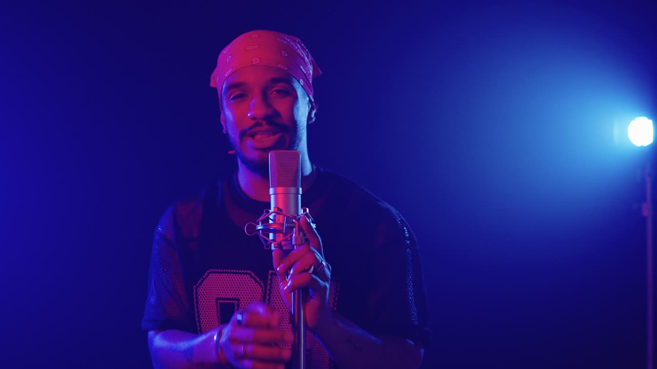 Man performing with a microphone