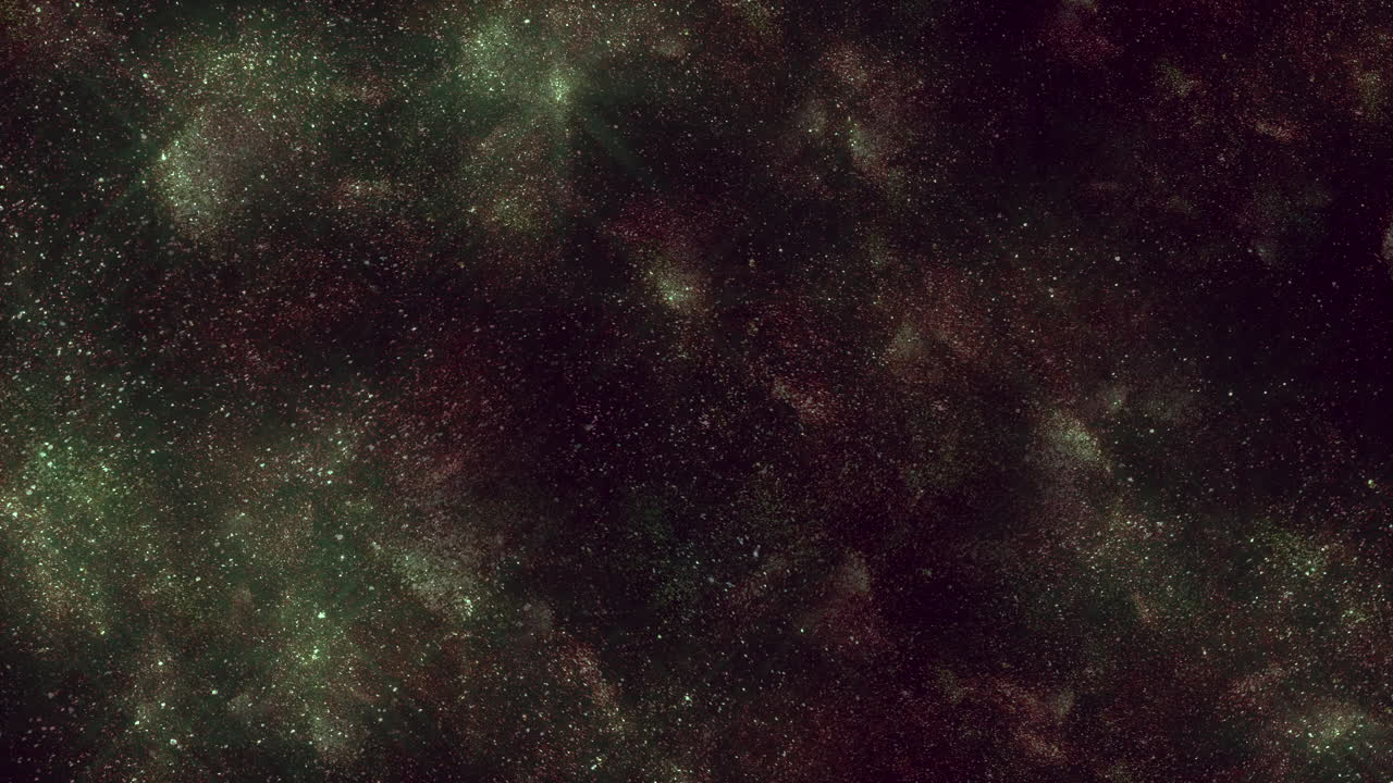 Glowing night sky stars, planets, and a vibrant green light