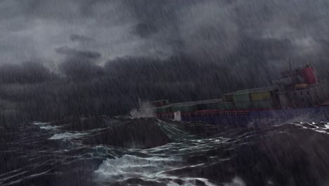 container ship in a storm