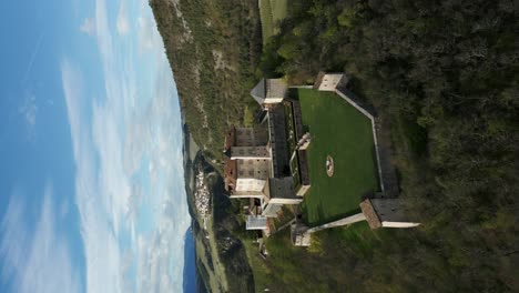 Birdseye-view-of-Thun-Castle,-Ton-in-Trentino-Alto-Adige,-Italy
