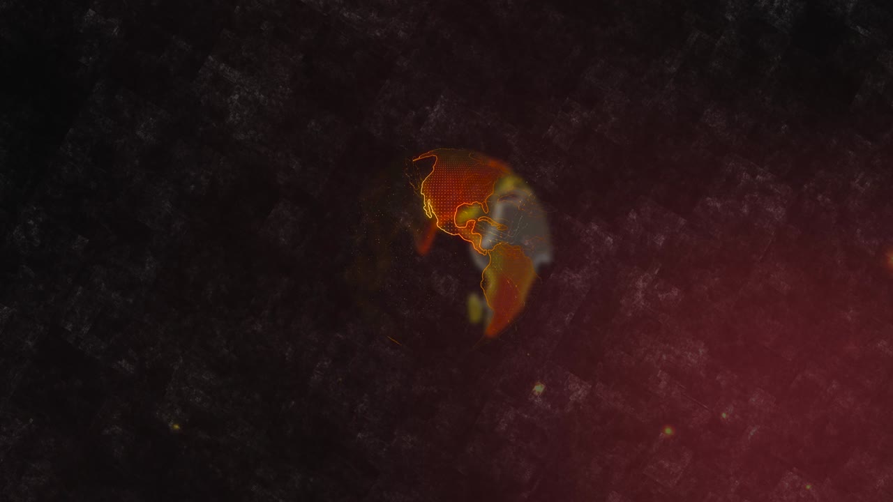 concepto de apretón de manos, apretones de manos de dos hombres de negocios en pixel 3d animación del planeta tierra. globo giratorio, continentes brillantes, la futura conexión de las personas a través de acuerdos de comercio y venta.