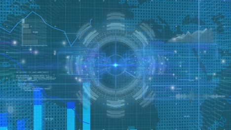 Animación-Del-Radar-En-El-Reactor-De-Arco-Sobre-Gráficos-Y-Lenguaje-Informático-Contra-El-Mapa-En-Segundo-Plano