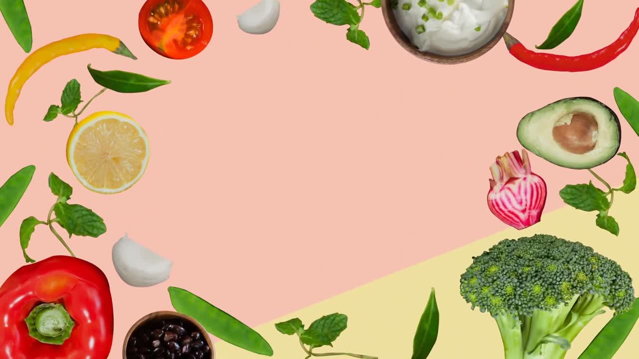 vídeo generado digitalmente de alimentos saludables