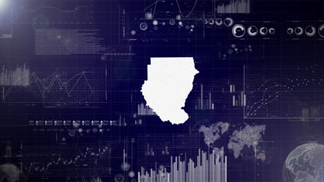 Unternehmenshintergrund-Des-Landes-Sudan-Mit-Abstrakten-Elementen-Von-Datenanalysediagrammen.-Ich-Zeige-Ein-Technologisches-Video-Zur-Datenanalyse-Mit-Globus,-Wachstum,-Grafiken-Und-Statistischen-Daten-Des-Landes-Sudan.