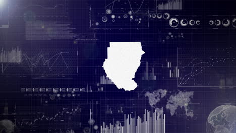 fondo corporativo del país de sudán con elementos abstractos de gráficos de análisis de datos que muestran el análisis de datos video tecnológico con globo, crecimiento, gráficos, datos estadísticos del país de sudan