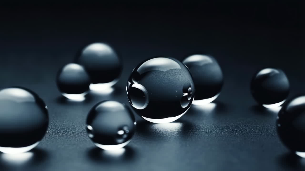 Transparent Spheres with Reflections on Dark Background