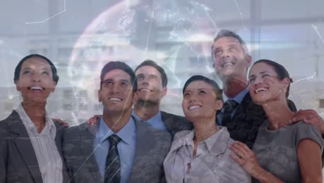 animación del globo sobre la gente de negocios