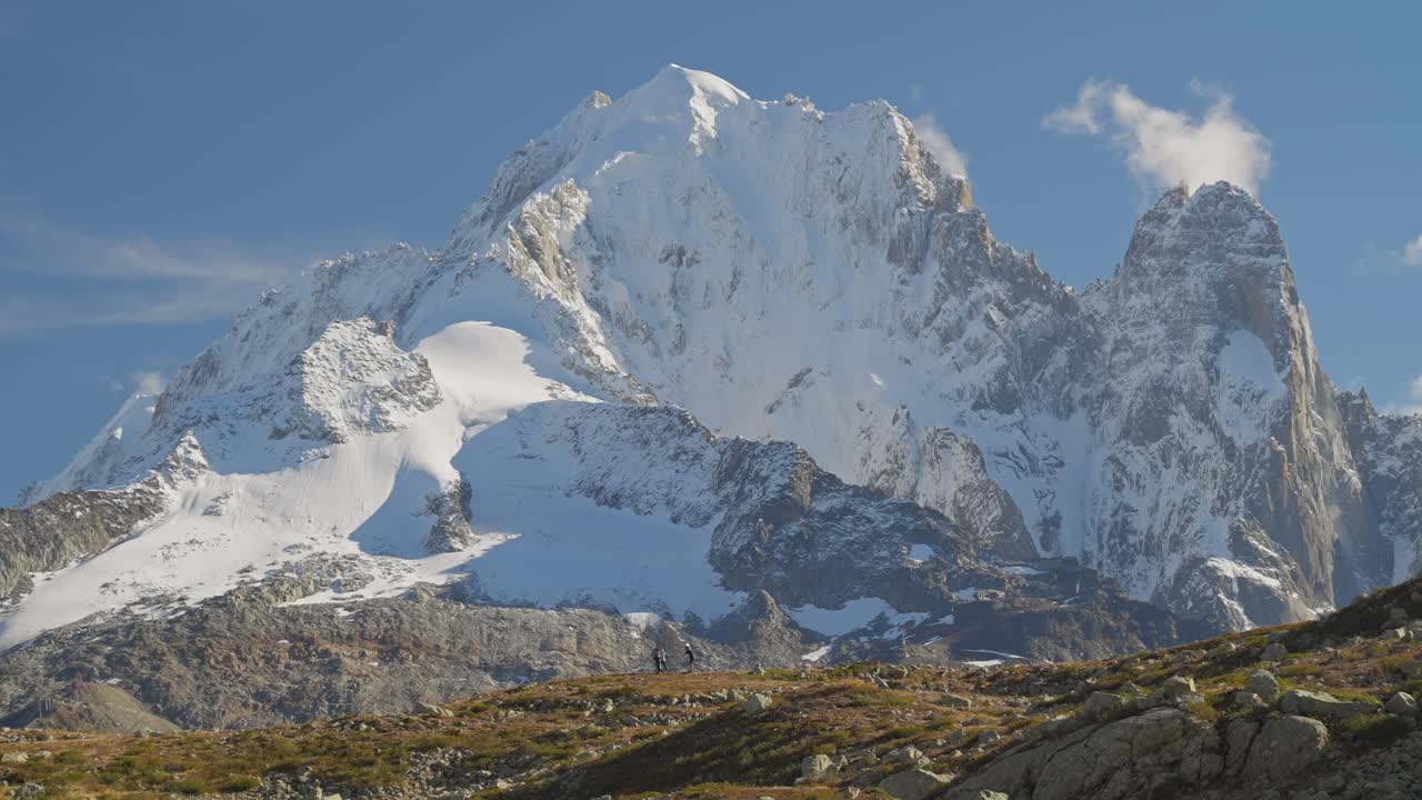 Stunning alpine mountains with white snow near Chamonix, France