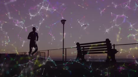 animación de la red de conexiones sobre el hombre que corre