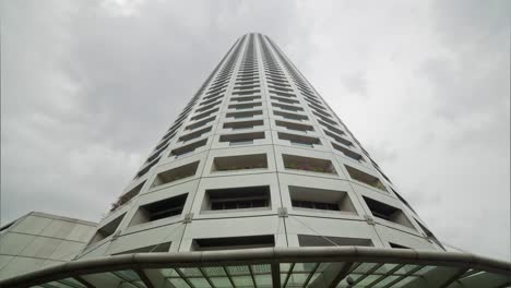 cloudy day singapore city skyscraper up view 4k time lapse
