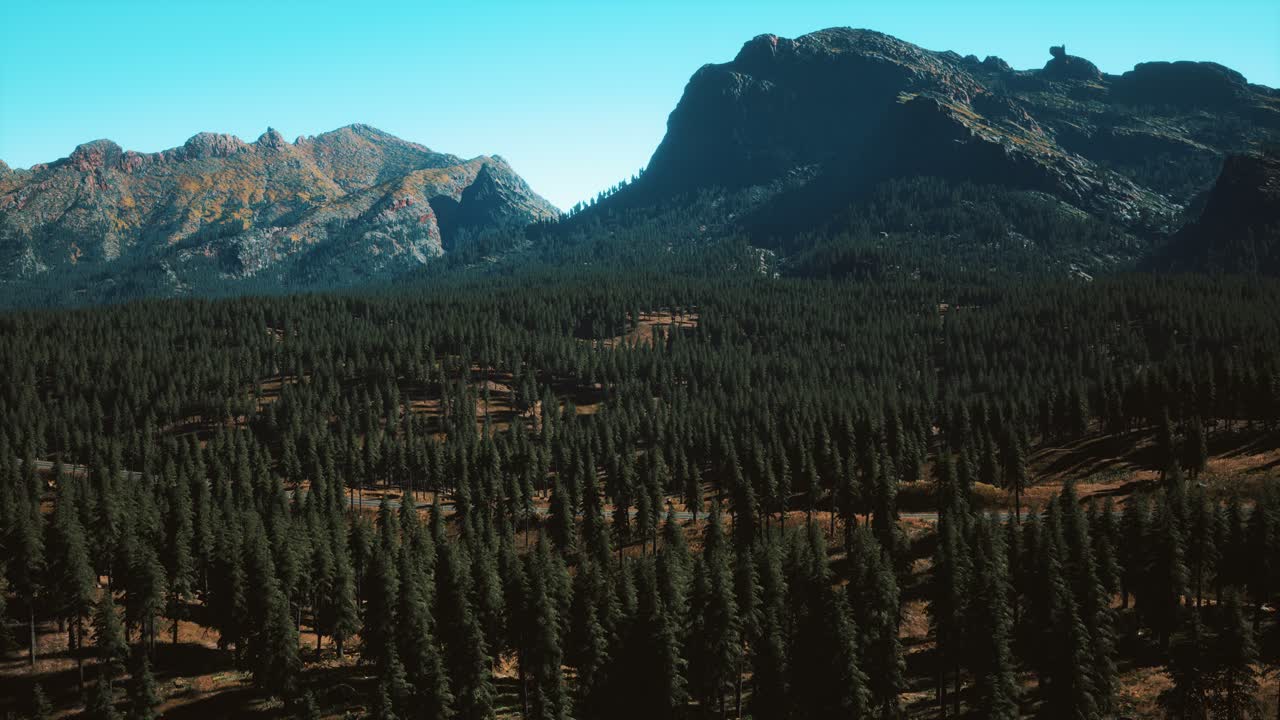 vista aérea de la carretera de montaña y el bosque