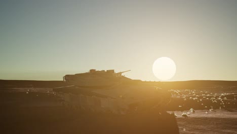 old rusty tank in desert