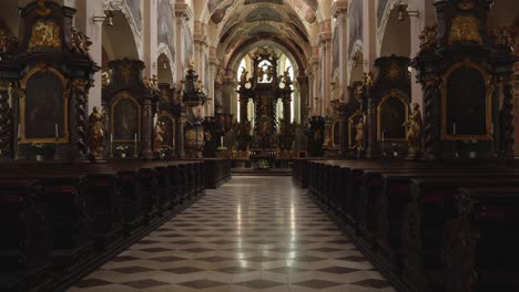 Interior-Of-Basilica-of-the-Assumption-of-Our-Lady-In-The-Strahov-Monastery,-Prague