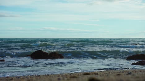 slow motion waves at a cloudy day