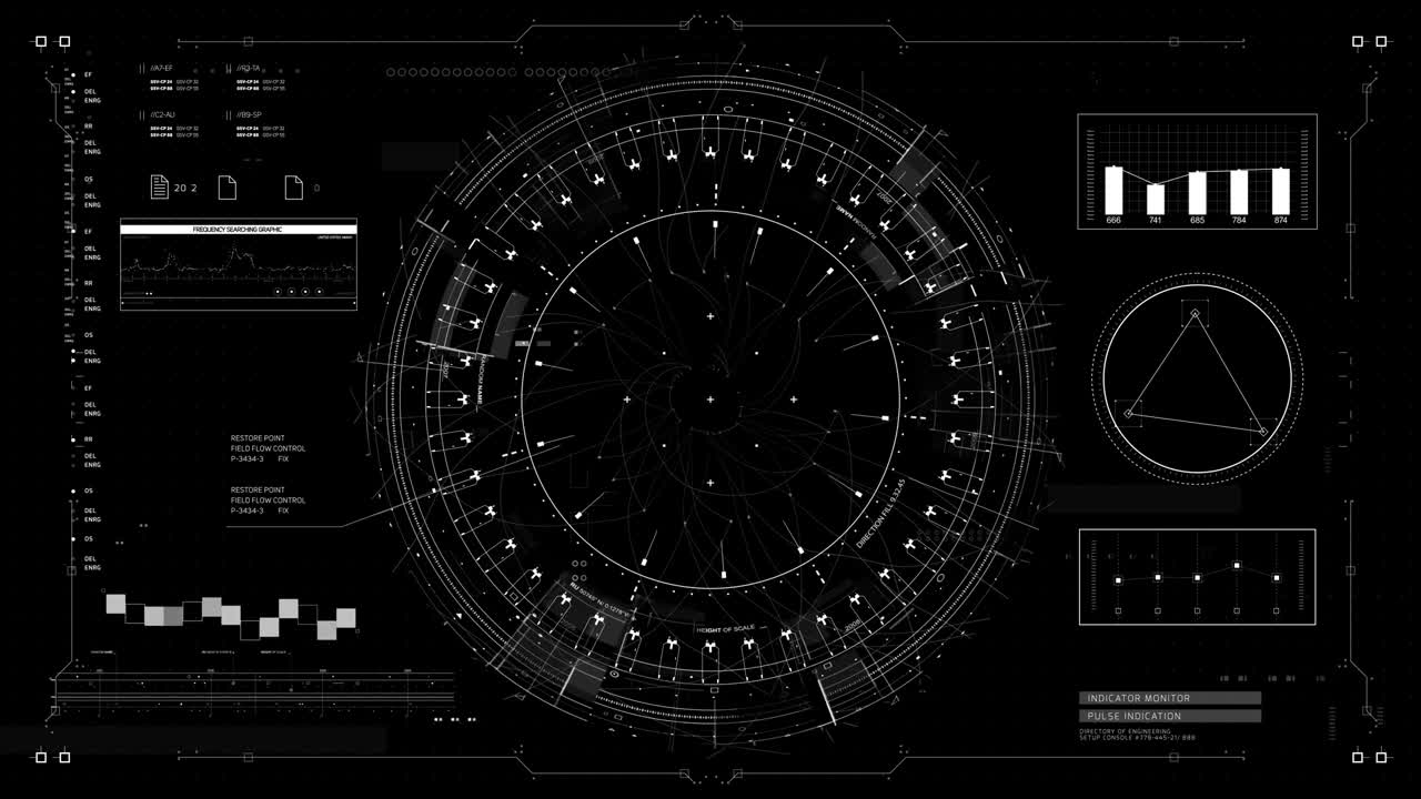 첨단 기술 지표 및 센서를 가진 복잡한 hd 디스플레이